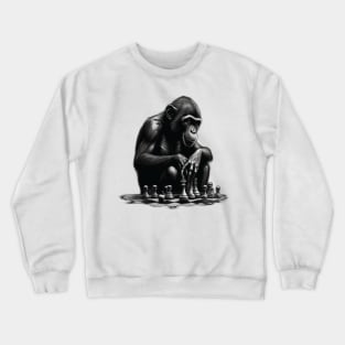 Thinking monkey playing chess Crewneck Sweatshirt